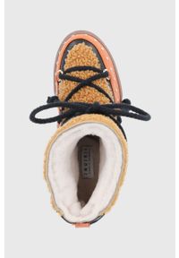 Inuikii Śniegowce skórzane kolor pomarańczowy. Nosek buta: okrągły. Zapięcie: sznurówki. Kolor: pomarańczowy. Materiał: skóra. Obcas: na koturnie
