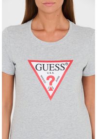 Guess - GUESS Szary damski t-shirt bawełniany Original Tee, Rozmiar XS. Kolor: szary. Materiał: bawełna #2
