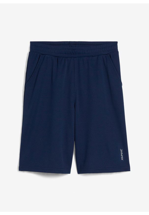 bonprix - Szorty sportowe Regular Fit. Kolor: niebieski. Wzór: nadruk. Styl: sportowy