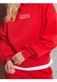 Sinsay - Bluza hoodie z bawełną - czerwony. Kolor: czerwony. Materiał: bawełna #1