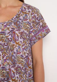 Born2be - Fioletowa Wiskozowa Sukienka Rozkloszowana we Wzór Paisley Mastis. Kolor: fioletowy. Materiał: wiskoza. Wzór: paisley #5