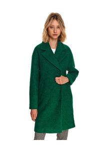 TOP SECRET - Wełniany dwurzędowy płaszcz. Kolor: zielony. Materiał: wełna