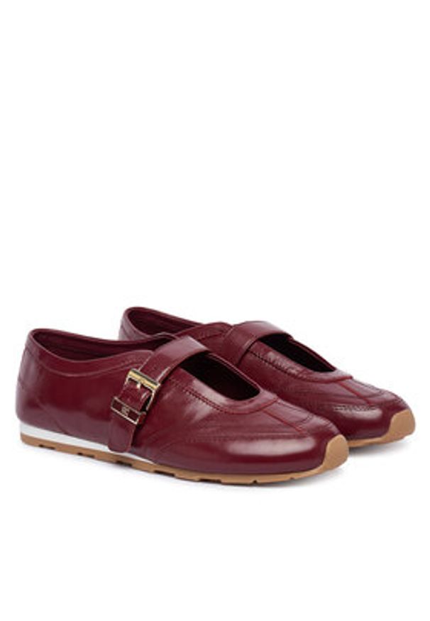 TOMMY HILFIGER - Tommy Hilfiger Baleriny Bella Ballet Mary Jane FW0FW09416 Bordowy. Kolor: czerwony. Materiał: skóra