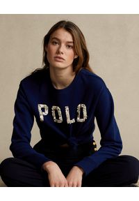 Ralph Lauren - RALPH LAUREN - Granatowa bluza. Okazja: na co dzień. Typ kołnierza: polo. Kolor: niebieski. Materiał: dresówka, bawełna. Wzór: napisy, aplikacja. Sezon: lato. Styl: klasyczny, casual #2