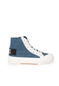 Love Moschino Trampki | JA15022G1MJO5 | Kobieta | Niebieski. Okazja: na co dzień. Zapięcie: zamek. Kolor: niebieski. Materiał: jeans, tkanina, skóra. Sezon: lato. Styl: sportowy, casual, elegancki #3