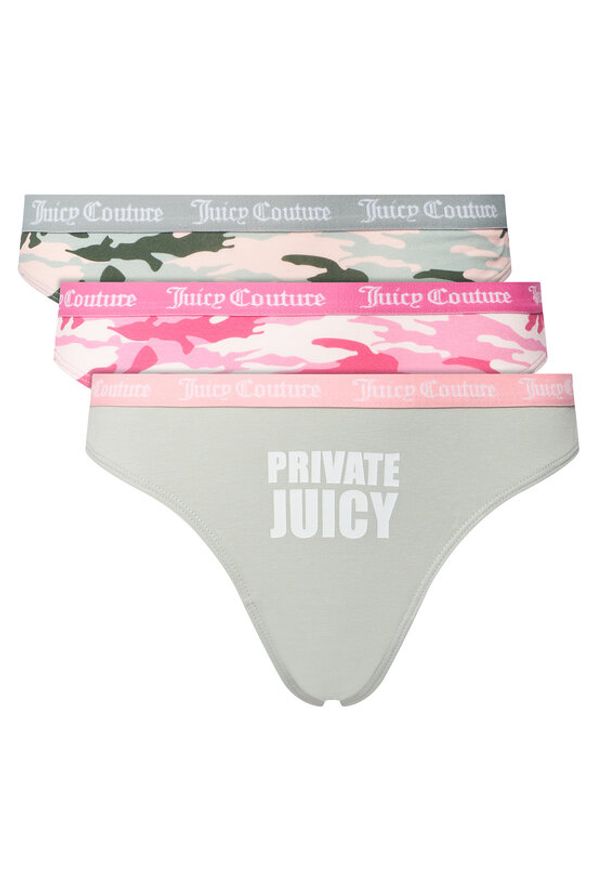 Juicy Couture Komplet stringów JCTTH225957 Kolorowy. Materiał: bawełna. Wzór: kolorowy