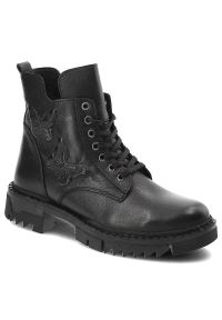 Czarne Botki Artiker Eleganckie Skórzane Buty. Kolor: czarny. Materiał: skóra. Styl: elegancki