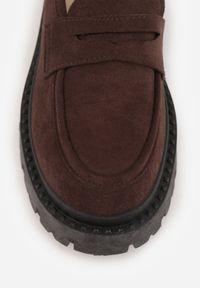 Born2be - Brązowe Casualowe Mokasyny Vices na Grubej Podeszwie Viara. Okazja: na co dzień. Kolor: brązowy. Materiał: jeans. Styl: casual #6