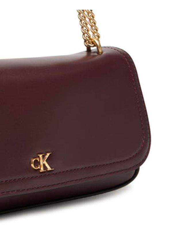 Calvin Klein Torebka Ck Convertible Chain Small Bag LV04F3172G Bordowy. Kolor: czerwony. Materiał: skórzane