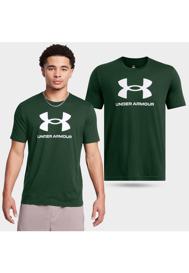 Koszulka fitness męska Under Armour UA Logo. Kolor: zielony. Długość rękawa: krótki rękaw. Długość: krótkie. Sport: fitness