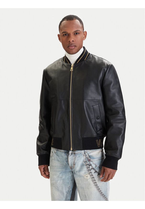 Versace Jeans Couture Kurtka skórzana 80GAVP06 CPPS3 Czarny Regular Fit. Kolor: czarny. Materiał: skóra