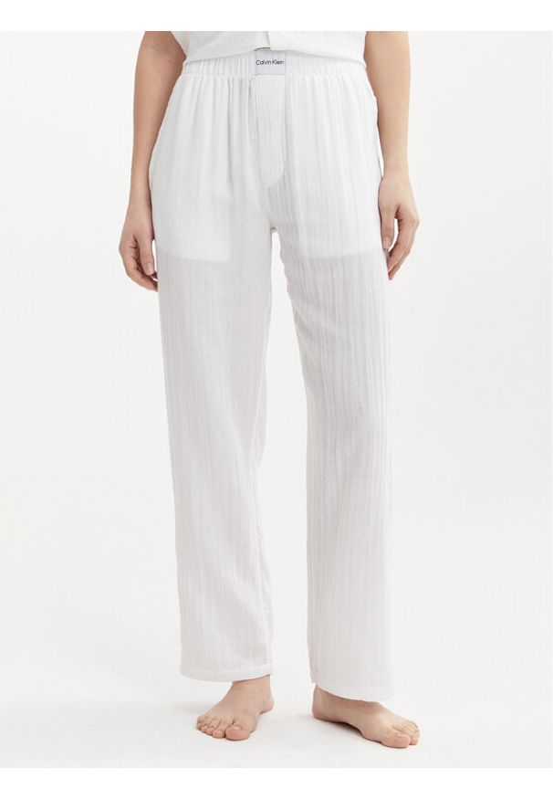 Calvin Klein Underwear Spodnie piżamowe 000QS7140E Biały Relaxed Fit. Kolor: biały. Materiał: bawełna