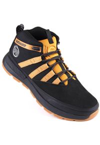 Skórzane buty męskie za kostkę czarno-żółte Loper Bustagrip. Wysokość cholewki: za kostkę. Kolor: żółty, czarny, wielokolorowy. Materiał: skóra. Szerokość cholewki: normalna #1