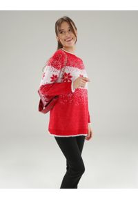 Unisono - WZORZYSTY SWETER Z WEŁNĄ. Okazja: na co dzień. Materiał: wełna. Długość rękawa: długi rękaw. Długość: długie. Styl: casual, wizytowy #3