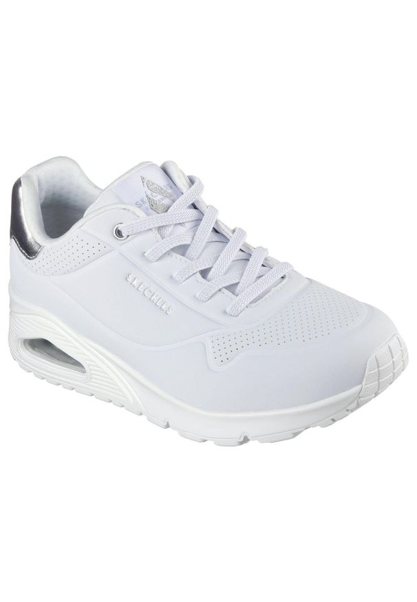 skechers - Damskie UNO SHIMMER AWAY Sneakersy Biały / Srebrny. Kolor: szary, biały, wielokolorowy. Materiał: materiał, poliester, guma. Model: Skechers Sport. Sport: turystyka piesza