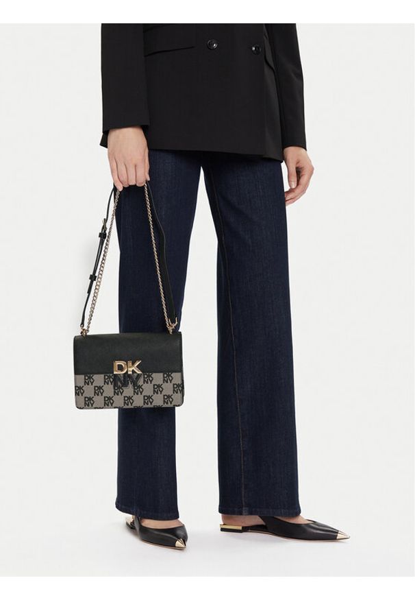DKNY Torebka Echo Sm Chain Flap R423YE31 Czarny. Kolor: czarny. Materiał: skórzane