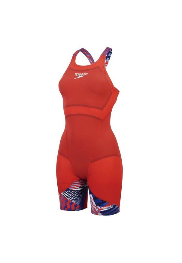 Speedo Fastskin Lzr Ignite Kneeskin – Niebieski/Czerwony/Biały – Rozmiar 30. Kolor: czerwony