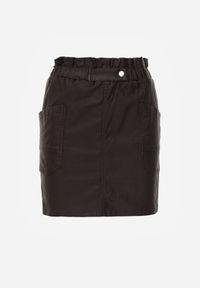 Born2be - Ciemnobrązowa Spódnica Mini z Ekoskóry z Gumką w Pasie i Kieszeniami Kirti. Okazja: na co dzień. Kolor: brązowy. Materiał: skóra. Wzór: gładki. Styl: casual, elegancki #4