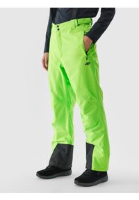 4f - Spodnie narciarskie z szelkami membrana 5000 męskie - zielone. Kolor: zielony. Materiał: materiał, tkanina, poliester, syntetyk. Wzór: gładki. Sezon: zima. Sport: narciarstwo