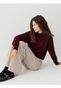 Reserved - Spodnie z wełny merino - beżowy. Kolor: beżowy. Materiał: wełna