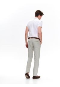TOP SECRET - Spodnie długie męskie chino. Kolor: beżowy. Materiał: tkanina, bawełna. Długość: długie. Wzór: melanż. Styl: klasyczny #5