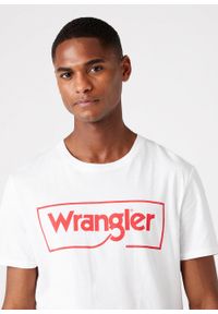 Wrangler - WRANGLER FRAME LOGO TEE MĘSKI T-SHIRT KOSZULKA NADRUK WHITE W7H3D3989 112146326. Wzór: nadruk