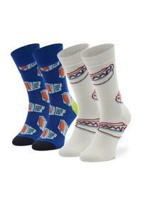 Happy-Socks - Happy Socks Zestaw 2 par wysokich skarpet unisex XTDS02-6500 Biały. Kolor: biały. Materiał: materiał #1