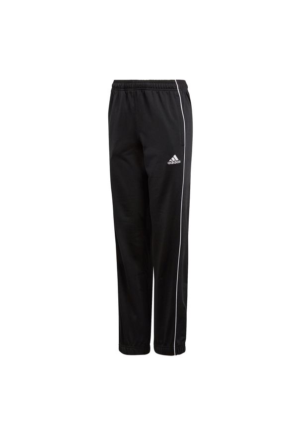 Adidas - Spodnie piłkarskie dla dzieci adidas Core 18 Polyester JUNIOR. Kolor: biały, wielokolorowy, czarny. Sport: piłka nożna