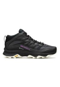 Buty trekkingowe damskie Merrell Moab Speed Mid Gtx. Kolor: czarny, wielokolorowy. Materiał: materiał, syntetyk. Szerokość cholewki: normalna. Styl: sportowy
