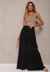 Renee - Czarne Szerokie Spodnie z Plisami High Waist Mirealli. Stan: podwyższony. Kolor: czarny