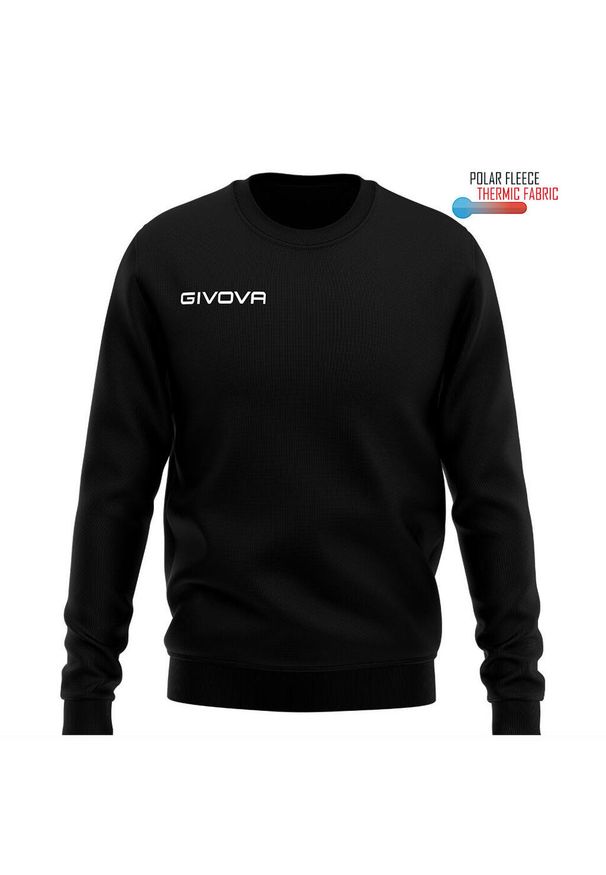 Bluza piłkarska dla dorosłych Givova Maglia One czarna. Kolor: czarny. Materiał: polar. Sport: piłka nożna, fitness
