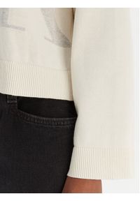 Calvin Klein Jeans Sweter Smooth LV047E304G Beżowy Regular Fit. Kolor: beżowy. Materiał: bawełna #4