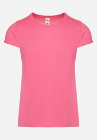 Born2be - Fuksjowy Klasyczny T-shirt z Bawełny Fodena. Okazja: na co dzień. Kolor: różowy. Materiał: bawełna. Styl: klasyczny #3