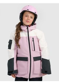 4f - 4F Kurtka snowboardowa membrana 10000 dziewczęca - różowa 122 (6-7 lat). Kolor: różowy. Materiał: poliester, materiał. Sezon: lato #1