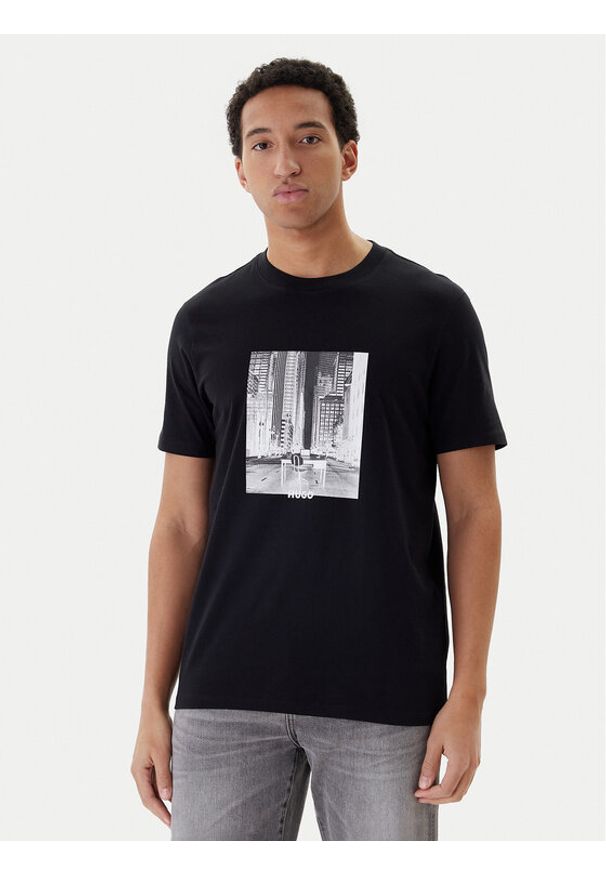 Hugo - HUGO T-Shirt Deyss 50553755 Czarny Regular Fit. Kolor: czarny. Materiał: bawełna