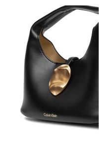 Calvin Klein Jeans Torebka Stone Lock Slouchy Crossbody Bag LV04K3177G Czarny. Kolor: czarny. Materiał: skórzane #5