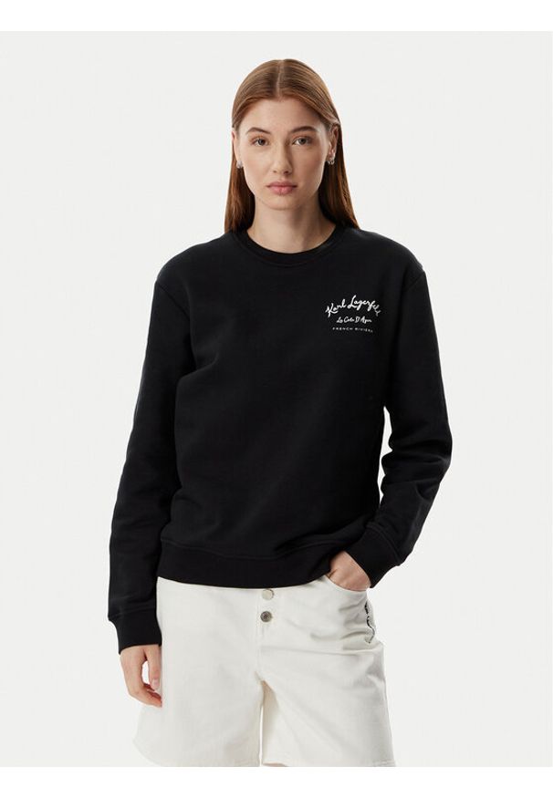 Karl Lagerfeld - KARL LAGERFELD Bluza B2W20048 Czarny Relaxed Fit. Typ kołnierza: dekolt w karo. Kolor: czarny. Materiał: bawełna