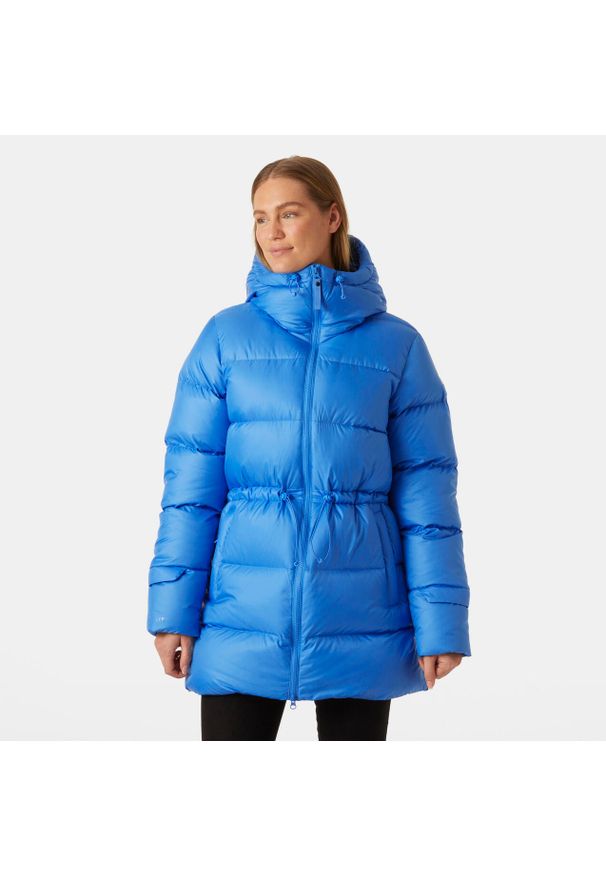 Damska długa kurtka z kapturem Helly Hansen Essence. Typ kołnierza: kaptur. Kolor: niebieski. Długość: długie. Sezon: zima