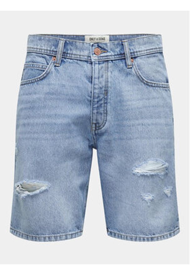 Only & Sons Szorty jeansowe Edge 22029647 Niebieski Straight Fit. Kolor: niebieski. Materiał: bawełna