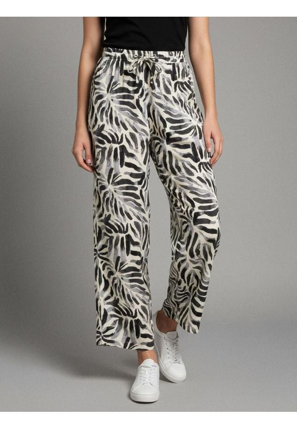 Sinsay - Spodnie wide leg - wielobarwny. Materiał: materiał, len