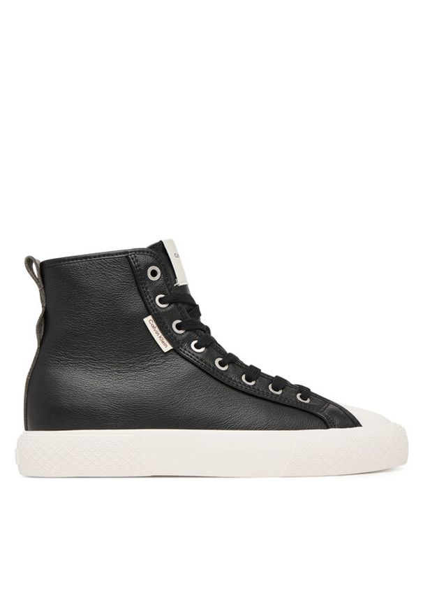 Calvin Klein Trampki Vulc Lace Up Hightop Lth HW0HW03076 Czarny. Kolor: czarny. Materiał: skóra