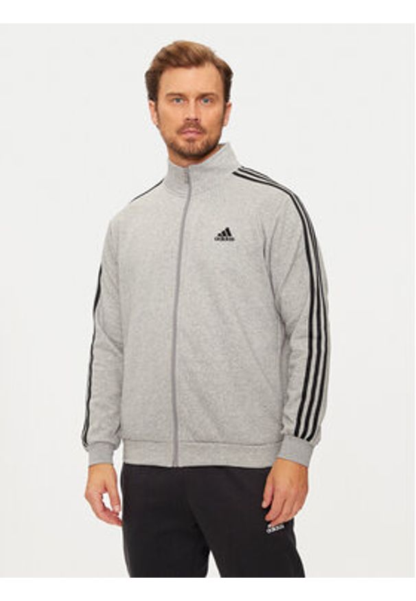 Adidas - adidas Dres Basic 3-Stripes IA3073 Szary Regular Fit. Kolor: szary. Materiał: bawełna, syntetyk