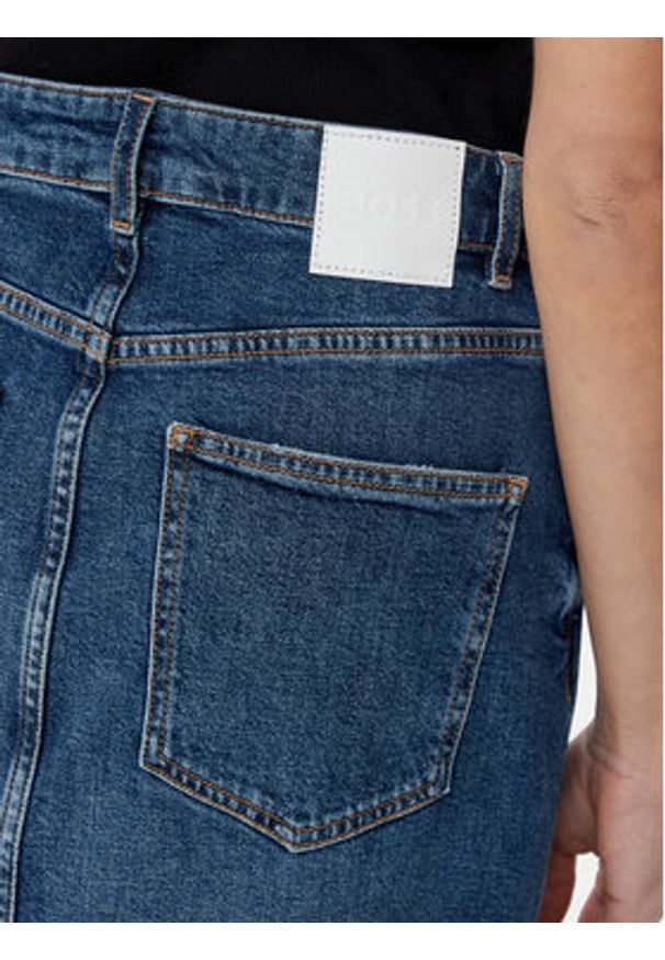 BOSS Spódnica jeansowa midi 50512588 Niebieski Slim Fit. Kolor: niebieski. Materiał: bawełna