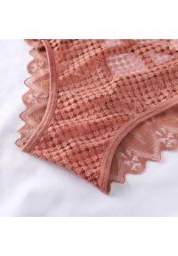 Intica - Majtki koronkowe z wysokim stanem modelujące sylwetkę Hiema. Stan: podwyższony. Kolor: beżowy. Materiał: koronka. Wzór: koronka #8