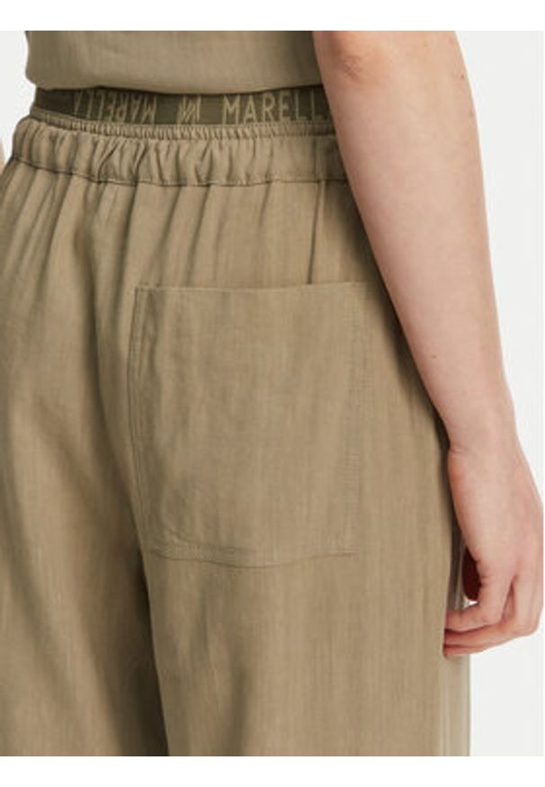 Marella Spodnie materiałowe Fred 2513131085 Zielony Wide Leg. Kolor: zielony. Materiał: len