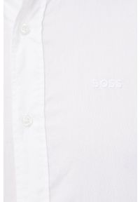 BOSS koszula bawełniana męska kolor biały slim z kołnierzykiem button-down. Typ kołnierza: button down. Kolor: biały. Materiał: bawełna #5