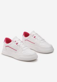 Born2be - Biało-Fuksjowe Sneakersy z Perforacją i Kontrastowymi Lamówkami Adanria. Kolor: biały
