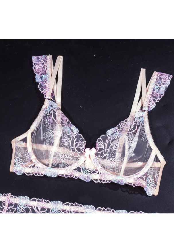 Intica - Koronkowy komplet bielizny z regulowanymi ramiączkami Alverta. Kolor: beżowy. Materiał: koronka