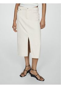 mango - Mango Spódnica jeansowa Sole 67067124 Écru Regular Fit. Materiał: bawełna #1