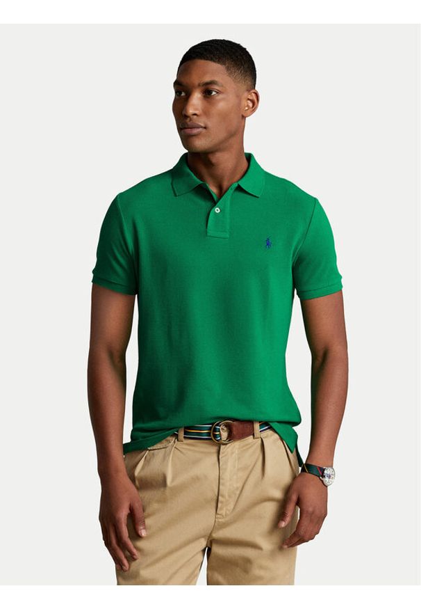 Polo Ralph Lauren Polo 710782592017 Zielony Custom Slim Fit. Typ kołnierza: polo. Kolor: zielony. Materiał: bawełna